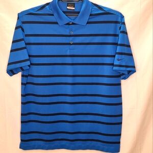 Nike Golf Tour Performance Dri-Fit Men's Blue & Black Striped Polo Shirt, XL